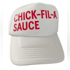 Chick Fil A Sauce Hat Cap SnapBack Mesh Trucker Hat White Adjustable Rare NEW